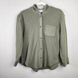 Old Navy girls sz  14-16 Plus thermal waffle top green hooded